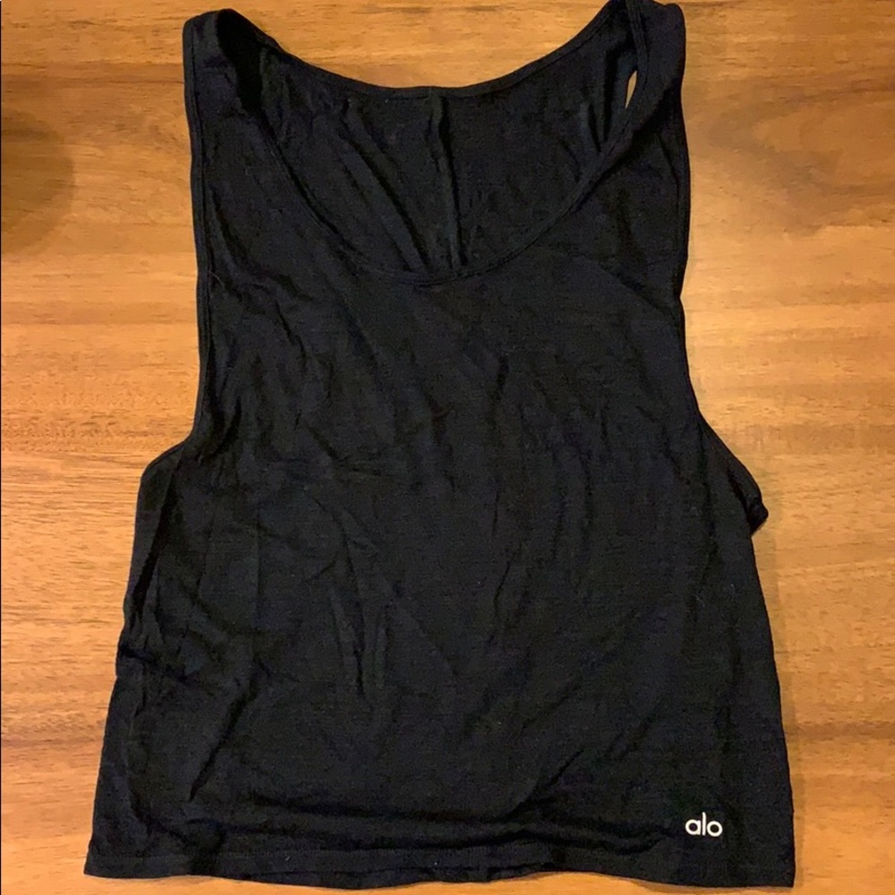 Black alo tank large side cut outs